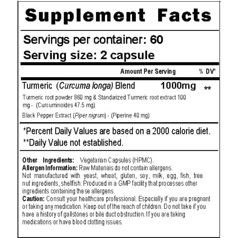 Kurkuma-Kapseln 1000mg mit 95% – Turmeric Curcumin Capsule Bewertung und Preis
